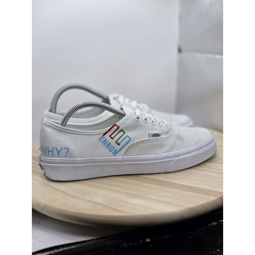 Womens Size 10 - Vans Authentic Low White X Enron Walking Skate Shoes Sneakers - Picture 6 of 8